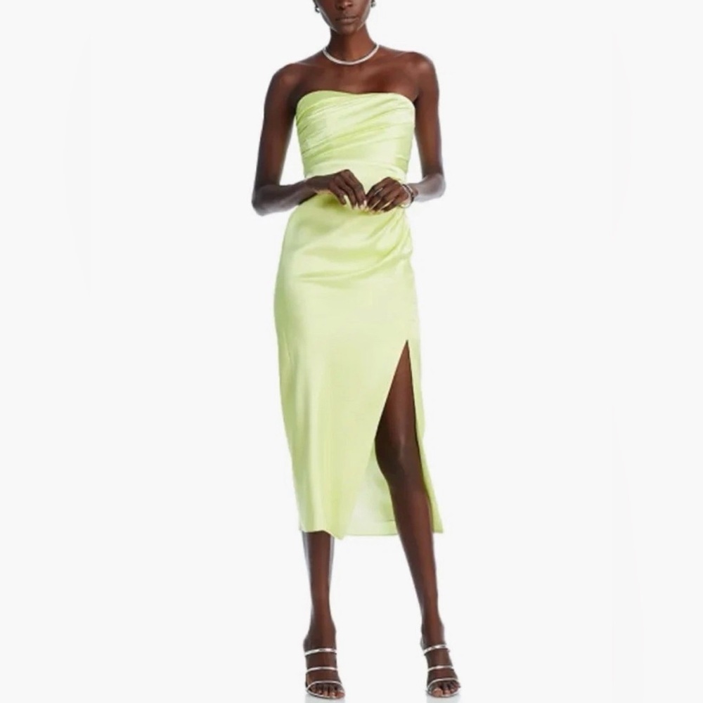 NWT Cinq a Sept Neve Strapless Gathered Dress size 2 lime kiss bodycon bustier